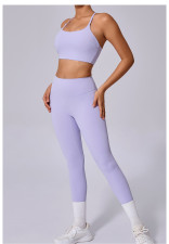 Solid Color Sling Sport Fitness Two Piece Pants Set GQSA-58300/13760