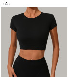 Short Sleeve Solid Color Sport Yoga T Shirts GQSA-46038