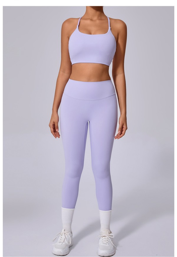 Solid Color Sling Sport Fitness Two Piece Pants Set GQSA-58300/13760