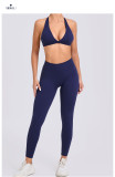 Solid Color Sport Halterneck Bra Pants Suit GQSA-10317/43202