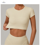 Short Sleeve Solid Color Sport Yoga T Shirts GQSA-46038