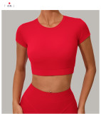 Short Sleeve Solid Color Sport Yoga T Shirts GQSA-46038