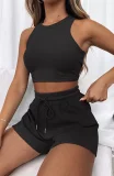 Solid Color Sleeveless Two Piece Shorts Set YMZY-PP0028