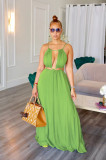 Sleeveless Hollow Out Sling Maxi Dress OLYF-6121