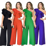Solid Color Single Shoulder Jumpsuit GYLY-10348