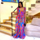 Sleeveless Ruffles Print Maxi Dress BY-7512