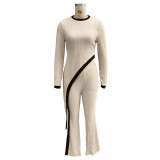 Plus Size Long Sleeve Irregular Tops Loose Pant Suit YZCF-LN1413