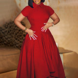 Plus Size Solid Color Irregular Midi Dress GATE-514