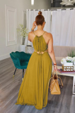Sleeveless Hollow Out Sling Maxi Dress OLYF-6121