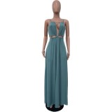 Sleeveless Hollow Out Sling Maxi Dress OLYF-6121