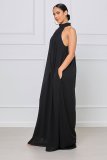 Solid Color Halterneck Chiffon Loose Jumpsuit GYLY-9491