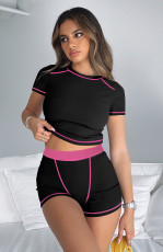 Contrast Color Short Sleeve Two Piece Shorts Set YD-YDT-021-D7