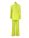 Plus Size Solid Color Blazer Two Piece Pants Set YZCF-ZL1396