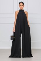 Solid Color Halterneck Chiffon Loose Jumpsuit GYLY-9491