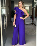 Solid Color Single Shoulder Jumpsuit GYLY-10348