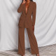 Plus Size Solid Color Blazer Two Piece Pants Set YZCF-ZL1396