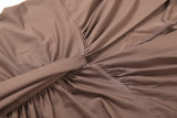 Deep V Neck Pleated Maxi Dress XEF-K25D79813