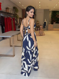 Print Backless Tie Up Sling Maxi Dress GYLY-10360