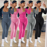 Long Sleeve Solid Color Two Piece Pants Set YD-YM009-D1