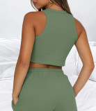Solid Color Sleeveless Two Piece Shorts Set YMZY-PP0028