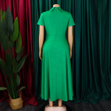 Plus Size Solid Color Irregular Midi Dress GATE-514