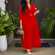 Plus Size Solid Color Press Pleated Midi Dress GATE-472