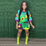 Loose Sequin Print Half Sleeve Midi Dress CYA-9984