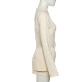 Solid Color Long Sleeve Two Piece Skirts Set GYME-K25S79802