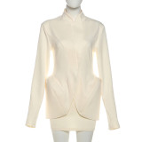 Solid Color Long Sleeve Two Piece Skirts Set GYME-K25S79802