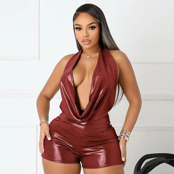 Hatlerneck Backless Tie Up Romper MXBF-J25RP138