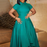 Plus Size Solid Color Irregular Midi Dress GATE-514