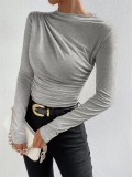 Long Sleeve Pleated T Shirt GYSM-W0761