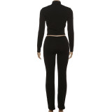 Long Sleeve Hollow Out 3 Piece Pants Set DLSF-K25S80437
