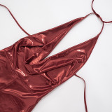 Hatlerneck Backless Tie Up Romper MXBF-J25RP138