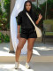 Solid Color Long Sleeve Two Piece Shorts Set CH-25101