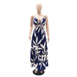 Print Backless Tie Up Sling Maxi Dress GYLY-10360