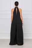 Solid Color Halterneck Chiffon Loose Jumpsuit GYLY-9491