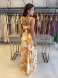 Print Backless Tie Up Sling Maxi Dress GYLY-10360
