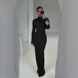 Long Sleeve Pleated Slim Maxi Dress GYME-K25D81046