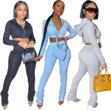 Long Sleeve Zipper Hooded Sport Pants Suit HMS-6520