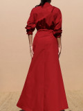 Solid Color Long Sleeve Split Shirt Dress  SFY-782