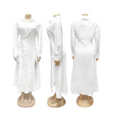 Solid Color Long Sleeve Split Shirt Dress  SFY-782