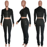 Long Sleeve Zipper Hooded Sport Pants Suit HMS-6520