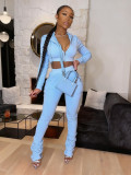 Long Sleeve Zipper Hooded Sport Pants Suit HMS-6520