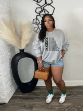 Letter Print Long Sleeve Sweatshirt SFY-797