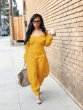 Solid Color V Neck Flare Jumpsuit SFY-780