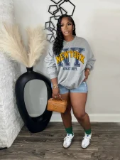 Letter Print Long Sleeve Sweatshirt SFY-797