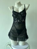 Lace-trimmed Lingerie Mesh Nightgown Set GJZY-3475