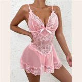 Sheer Lace Temptation Strapless Nightdress Set GJZY-2459
