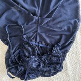 Lace-trimmed Lingerie Mesh Nightgown Set GJZY-3475